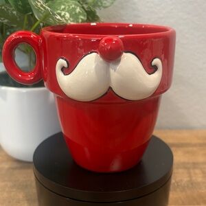 Grassland Road ~ Red Ceramic Santa Mustache Mug ~ 12oz